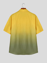 Mens Gradient Color Casual Short Sleeve Shirt SKUL17433
