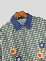 Men's Plaid Print Contrast Color Long Sleeve Shirt SKUL42675