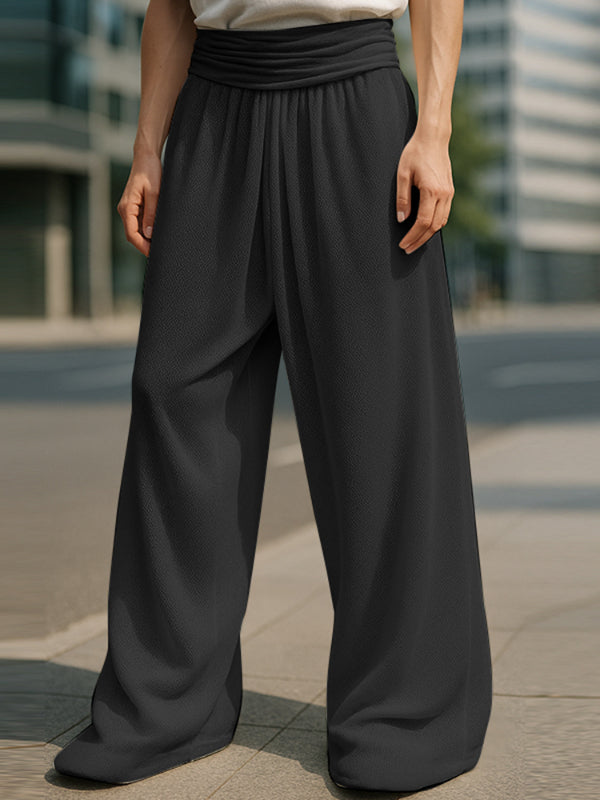 Mens Solid Color Textured High Waist Pant SKUL18012