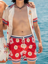 Men's Resort Mediterranean Sun & Snake Print Two Pieces Outfit SKUL67097
