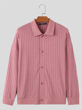 Mens Solid Rib-Knit Long Sleeve Shirt SKUK32489