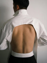 Men's Back Hollow Tie Long Sleeve Shirt SKUL51932