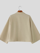 Men's Solid Color Cropped 3/4 Length Sleeve Shirt SKUL41332