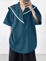 Men's Asymmetric Neck Long Sleeve Shirt SKUL41463