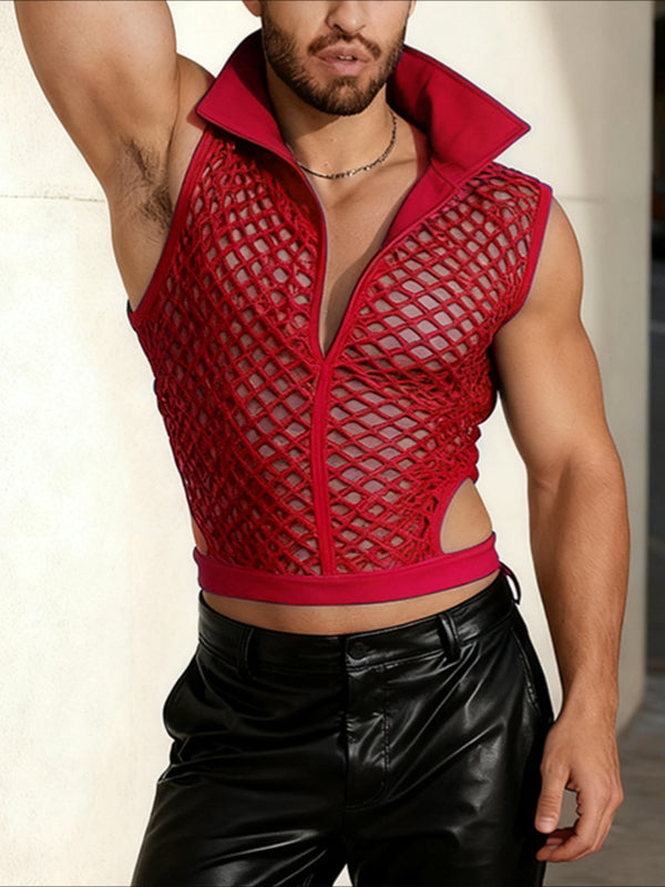 Men's Sheer Mesh Side Cutout Tank SKUL46528