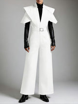 Men's Deconstructed Padded Shoulder Short Sleeve Jumpsuit SKUL47945