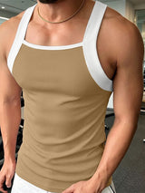 Men's Colorblock Square Neck Ribbed Knit Muscle Tank SKUL76581