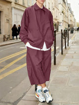 Men's Solid Color Minimal Casual Two Pieces Outfit SKUL45260