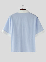 Men's Striped Color Block Short Sleeve Shirt SKUL23655