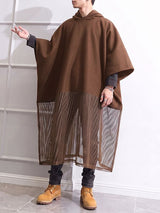 Men's Avant-Garde Darkwear Nightclub Party Sheer Mesh Patchwork Cape Cloak SKUL84578