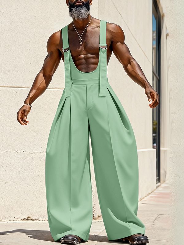 Men's Solid Color Wide Leg Jumpsuit SKUL54423