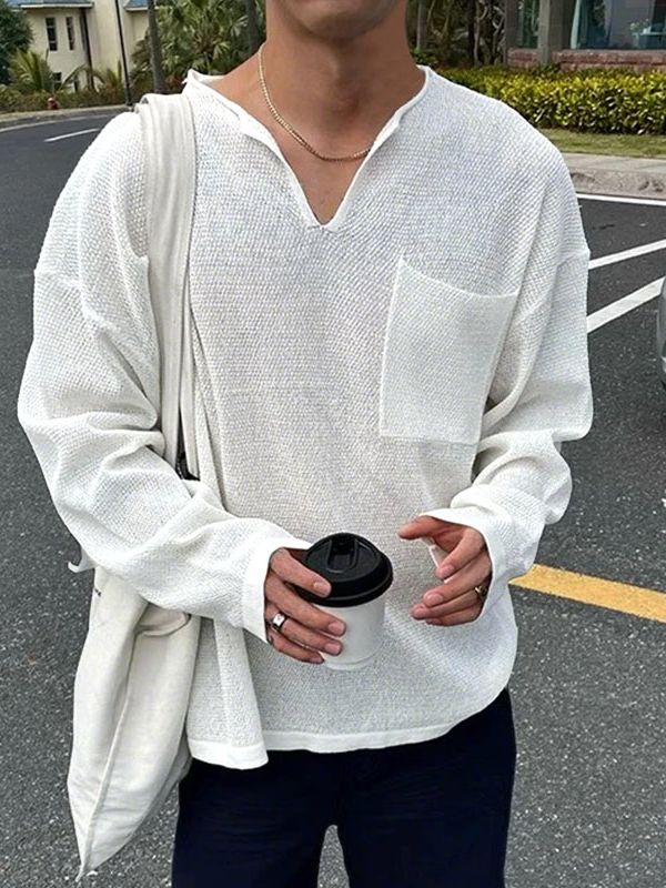 Men's Solid Color Sheer Long Sleeve T-Shirt SKUL40234