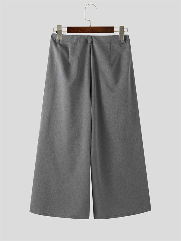 Mens Lace Trim Patchwork Wide-Leg Casual Pant SKUL17919