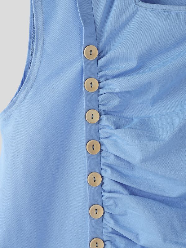 Men's Deconstructed Asymmetric Placket Button Tank SKUL54462