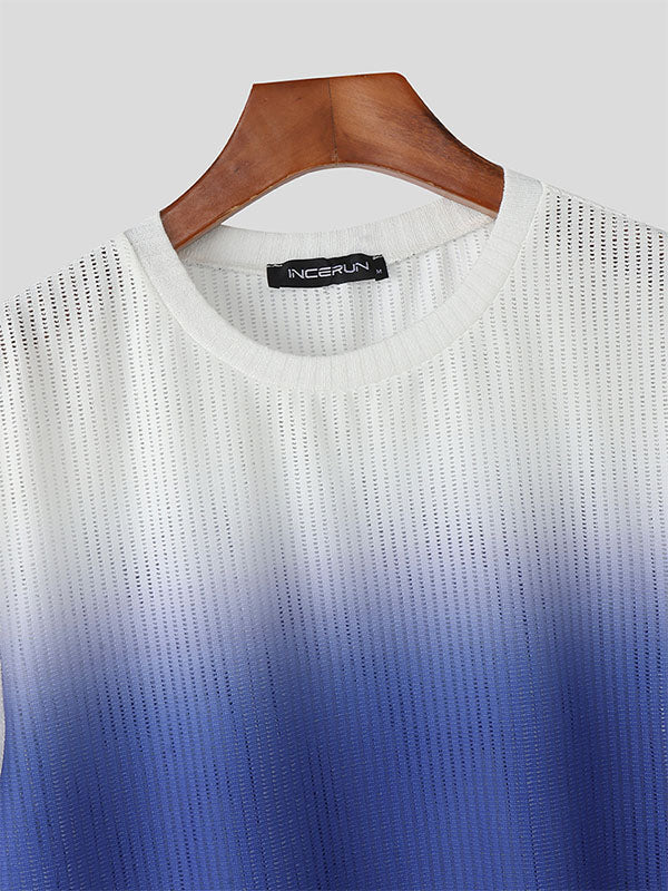 Men's Gradient Color Short Sleeve T-Shirt SKUL19789