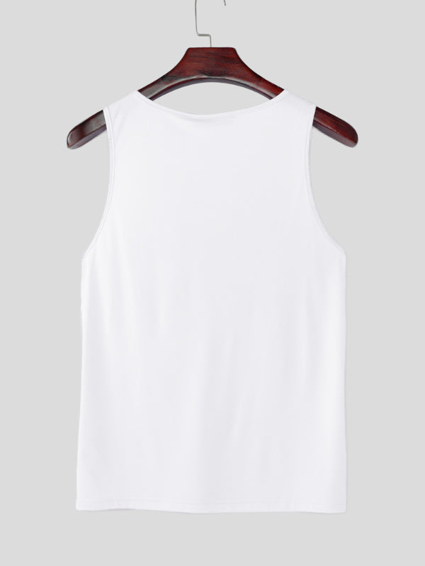 Mens Solid Color Twist Casual Tank SKUL19012
