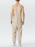 Mens Solid Faux Leather Cargo Overall SKUK11805