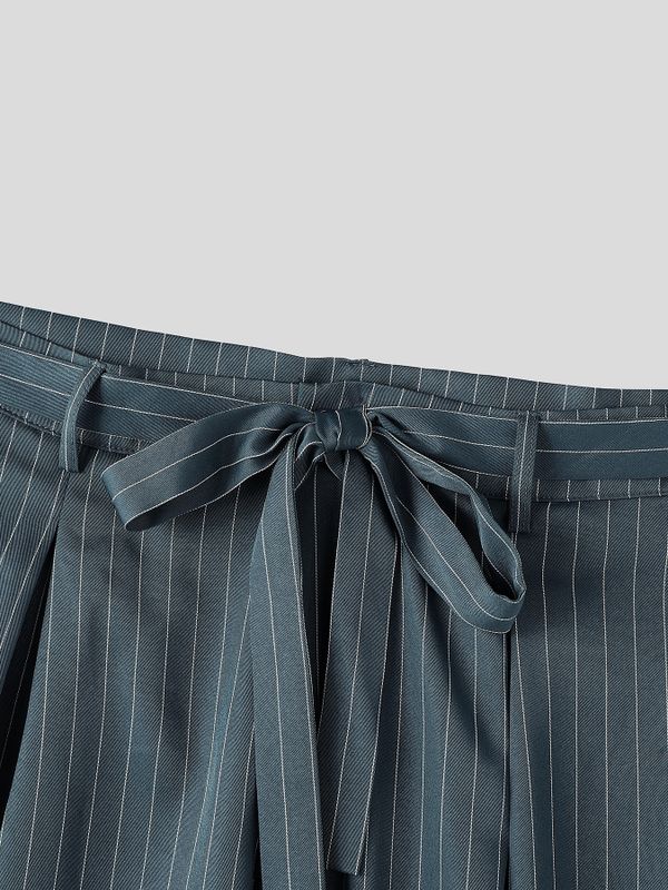 Men's High-Street Japanese Harajuku Pinstripe Wide-Leg Pant SKUL75700