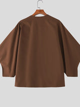 Men's Contrast Stripe Loose Deep V Neck Long Sleeve T-shirt SKUL51924