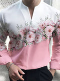 Mens Floral Print Notched Neck Casual Shirt SKUK37972