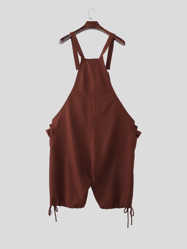 Men's Harajuku Streetwear Baggy Dropped Crotch Harem Fit Cropped Bib Overall SKUL63151