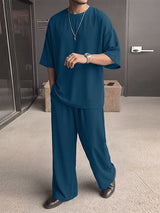 Men's Solid Color Semi Sheer Casual Two Pieces Outfit SKUL53020
