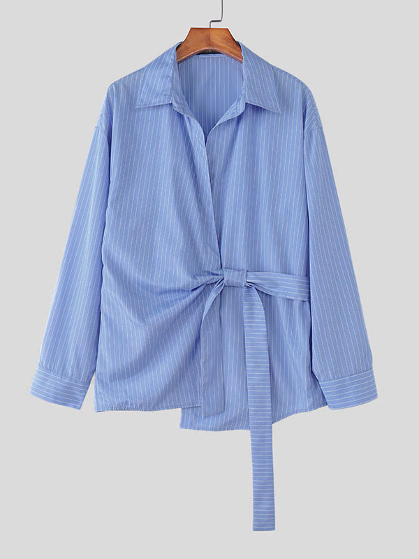 Men's Striped Twist Long Sleeve Shirt SKUL32866