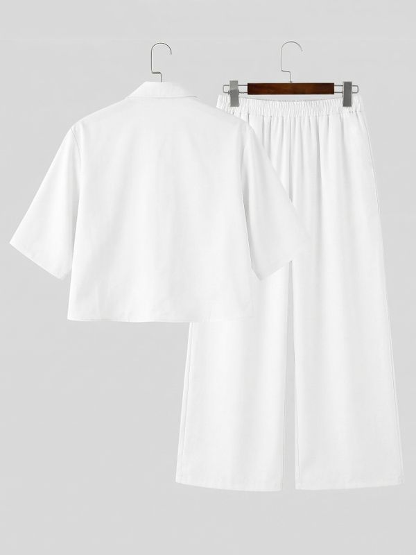 Men's Avant-Garde Deconstructed Crop Two Pieces Outfit SKUL61173