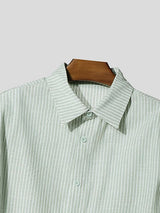 Men's Vertical Pinstripe Mesh Patchwork Layered Design Fishnet Sleeve Shirt SKUL54010