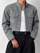 [Pre-order] Men's Neo-Chinese Chic Evening Gala Mandarin Collar Five-Button Cropped Jacket SKUL89239