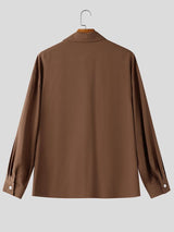 Men's Japanese Streetwear City Boy Oversized Boxy Cropped Utility Button-Up Shirt SKUL78182