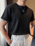 Mens Waffle Knit Solid Short Sleeve T-Shirt SKUJ03668