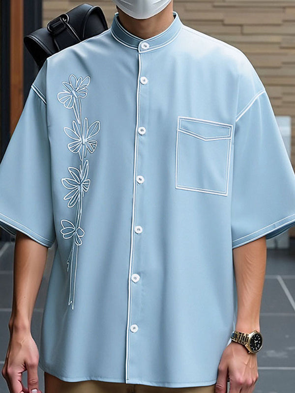 Mens Floral Print Casual Short Sleeve Shirt SKUL07592