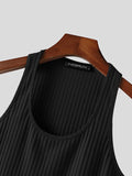 Mens Solid Rib-Knit Casual Sleeveless Vest SKUK35582