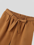 Mens Solid Mid Length Casual Belted Shorts SKUK17818