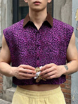 Men's Leopard Print Cropped Sleeveless Shirt SKUL56147