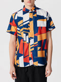 Mens Irregular Geometric Pattern Short Sleeve Shirt SKUA86977