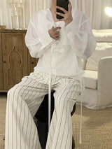 Men's Loose Ribbon Long Sleeve Shirt SKUL24764