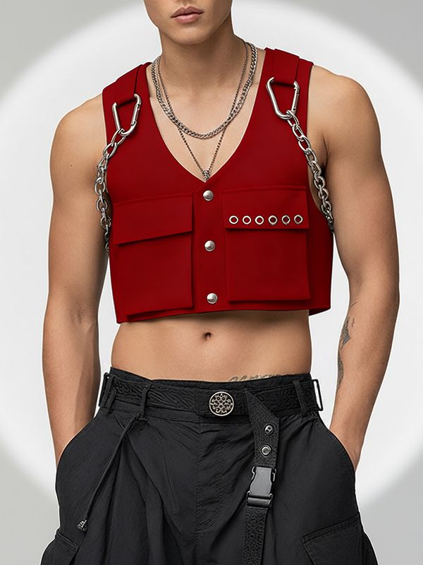 Men's Deconstructed Chain Casual Waistcoat SKUL40294