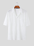 Mens Solid Texture Revere Collar Pocket Shirt SKUK20451