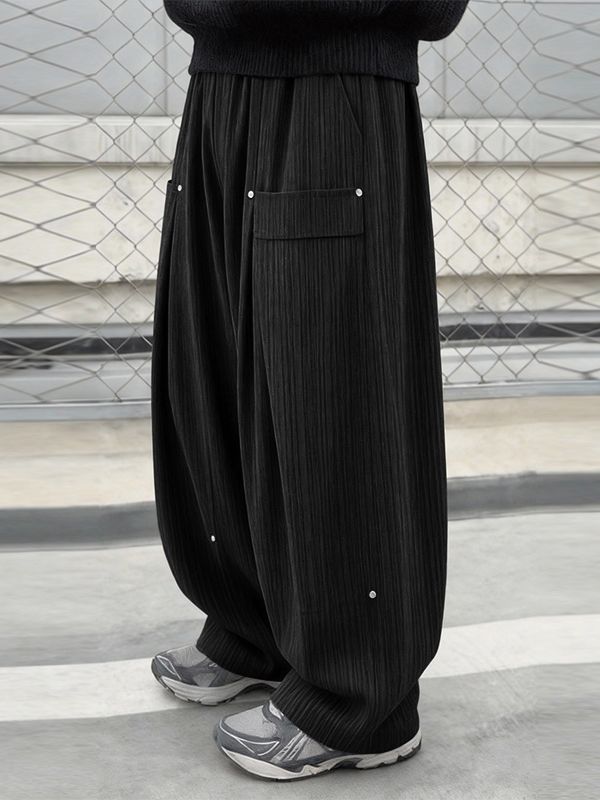 Men's Solid Color Textured Wide Leg Casual Pant SKUL56225