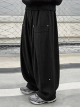 Men's Solid Color Textured Wide Leg Casual Pant SKUL56225