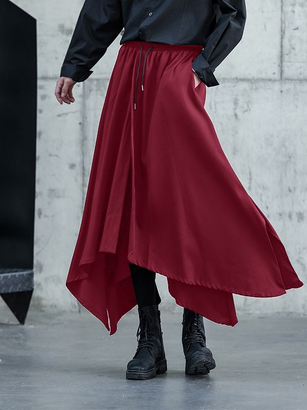 Men's Faux Two-Piece Irregular Hem Casual Pant SKUL32941