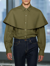 Men's Cape Patchwork Faux Two Piece Long Sleeve Shirt SKUL43543