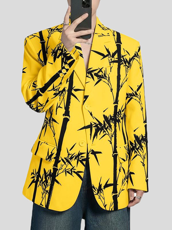 Men's Bamboo Print Long Sleeve Blazer SKUL37521