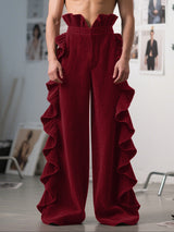 Men's Ruffled Patchwork High Waist Casual Pant SKUL29562