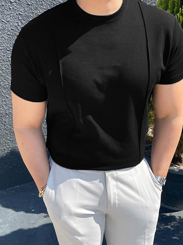Mens Solid Pintuck Detail Short Sleeve T-Shirt SKUK11610