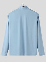 Men's Solid Color Zip Long Sleeve T-Shirt SKUL42367