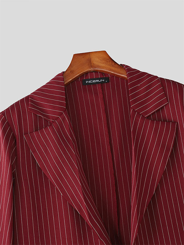Men's Solid Color Striped Long Sleeve Blazer SKUL28332