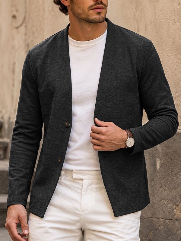 Men's Smart Casual Commute Collarless Knit Cardigan SKUL79229